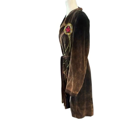 Rising International Large Embroidered Long Boho Hippie Art Velvet Jacket - Picture 3 of 7